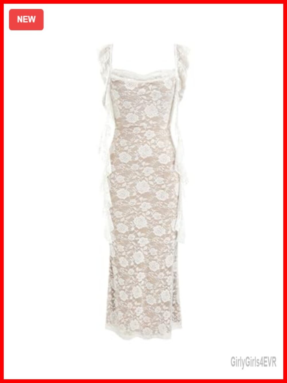 Women's Mesh Ruffle Maxi Formal Wedding Guest Dress Sleeveless